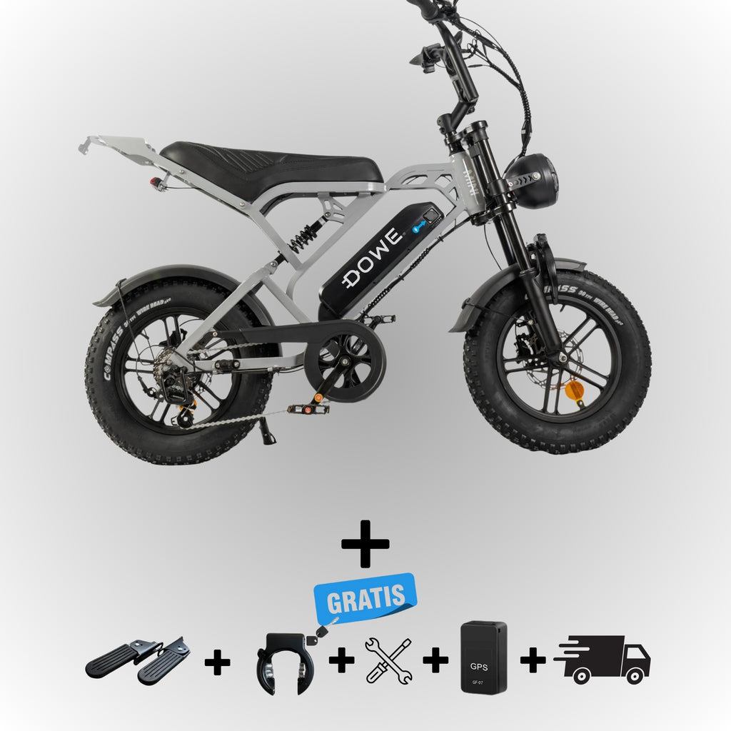 Dowe V20 Mini Fatbike - Nardo Grijs | Compacte Elektrische Fatbike 250W | hydraulische remmen - 25kmh