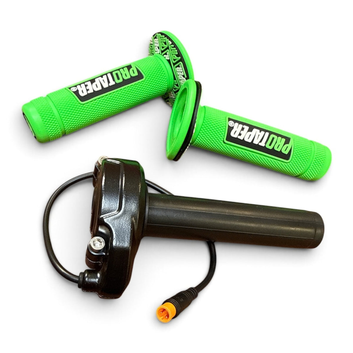 Pro Taper Gashendel Groen – vooraanzicht 3-pins fatbike gashendel inclusief grips