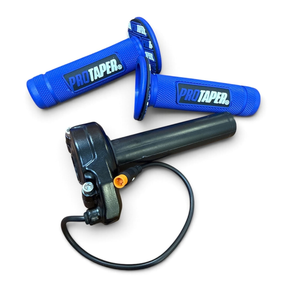 Pro Taper Gashendel Blauw – vooraanzicht 3-pins fatbike gashendel inclusief grips