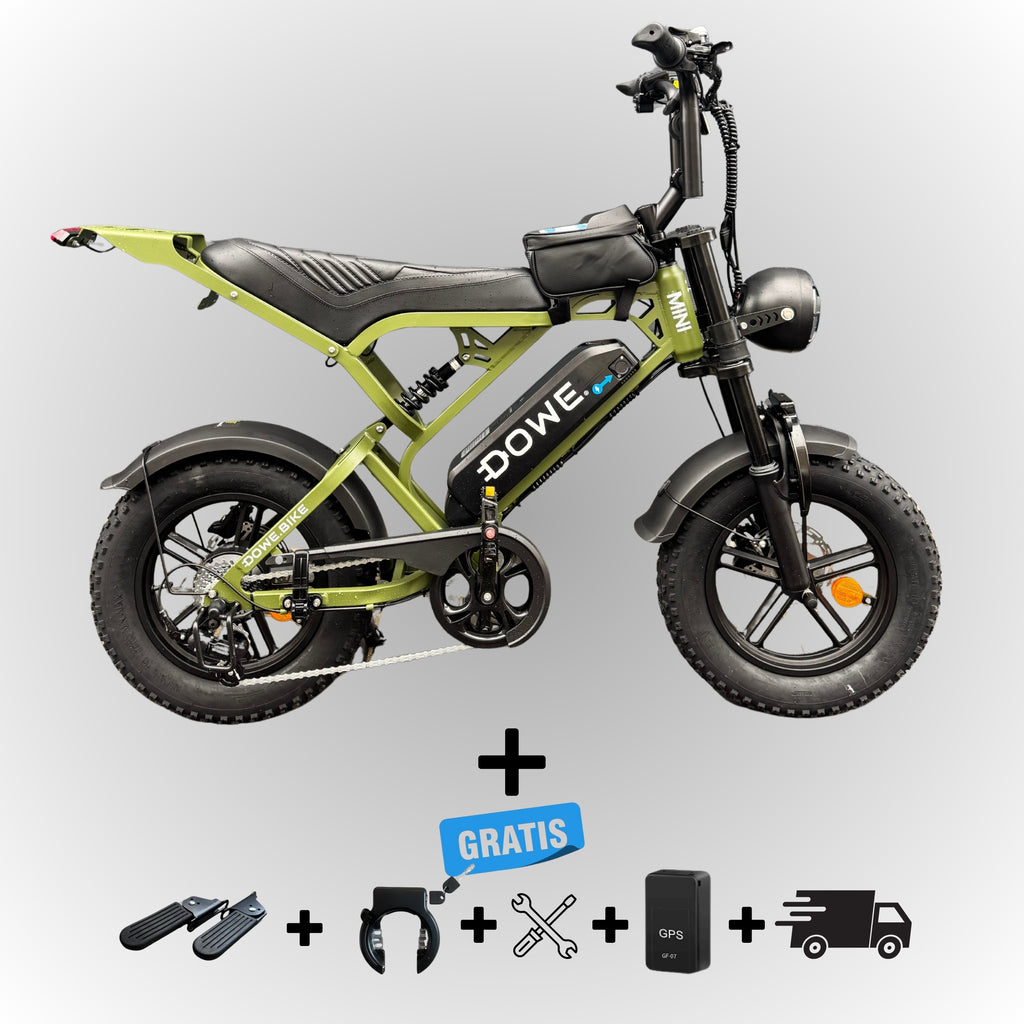 Dowe V20 Pro Mini fatbike in Army Green – compacte elektrische fatbike 250W met hydraulische remmen – 25 km/h