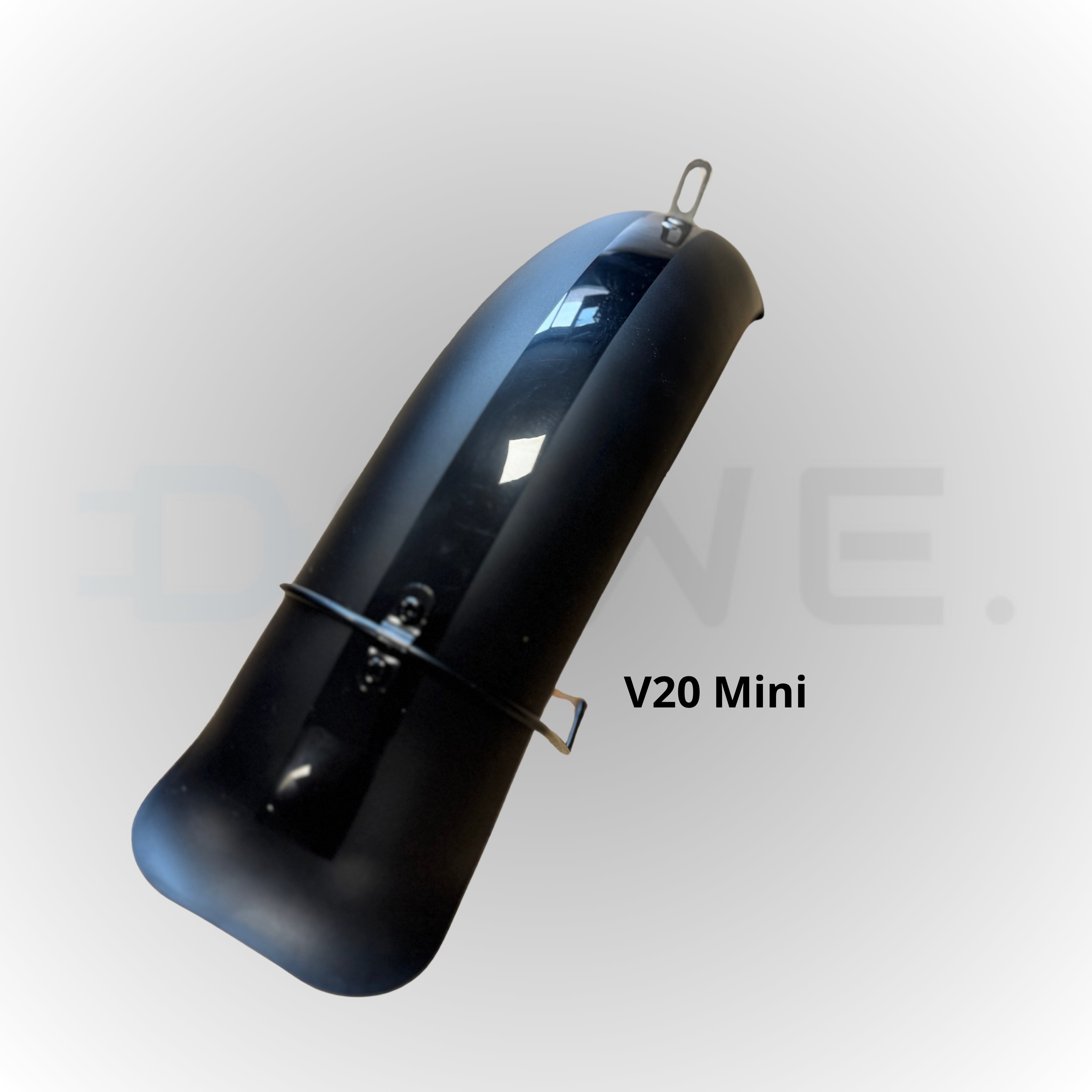 Zwart voorspatbord voor QMWheel V20 Mini fatbike – spatbescherming voor compacte elektrische fatbike