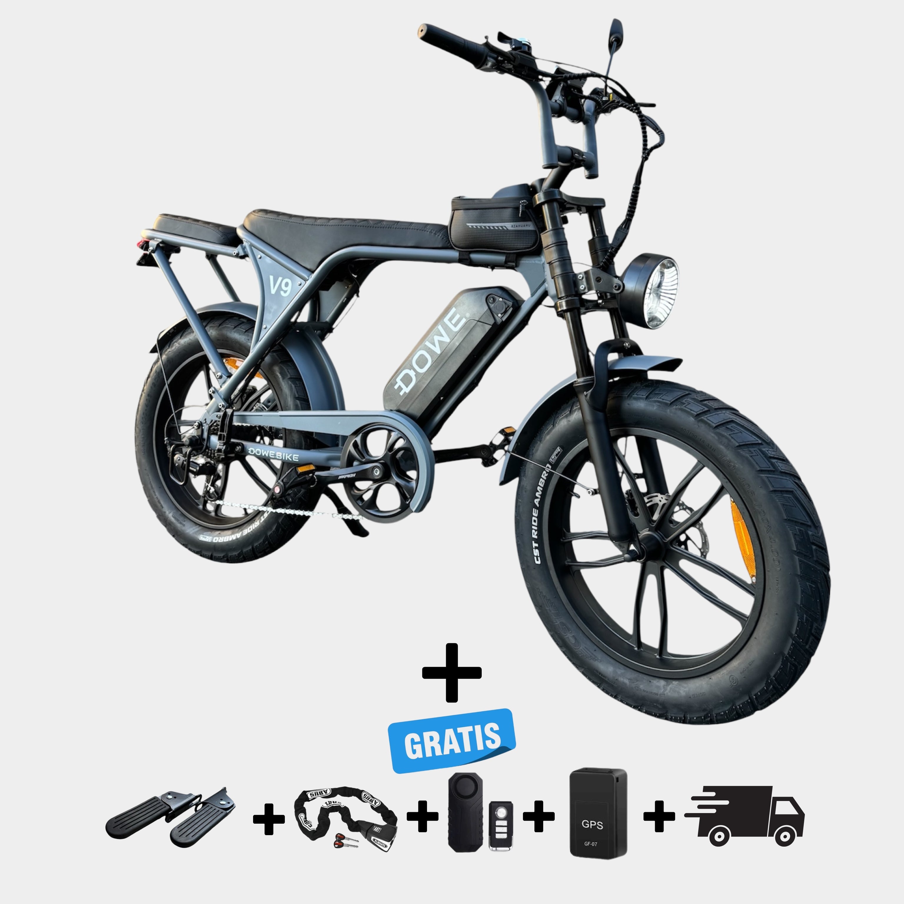 Elektrische fatbike 250W Dowe V9 voor stedelijk gebruik