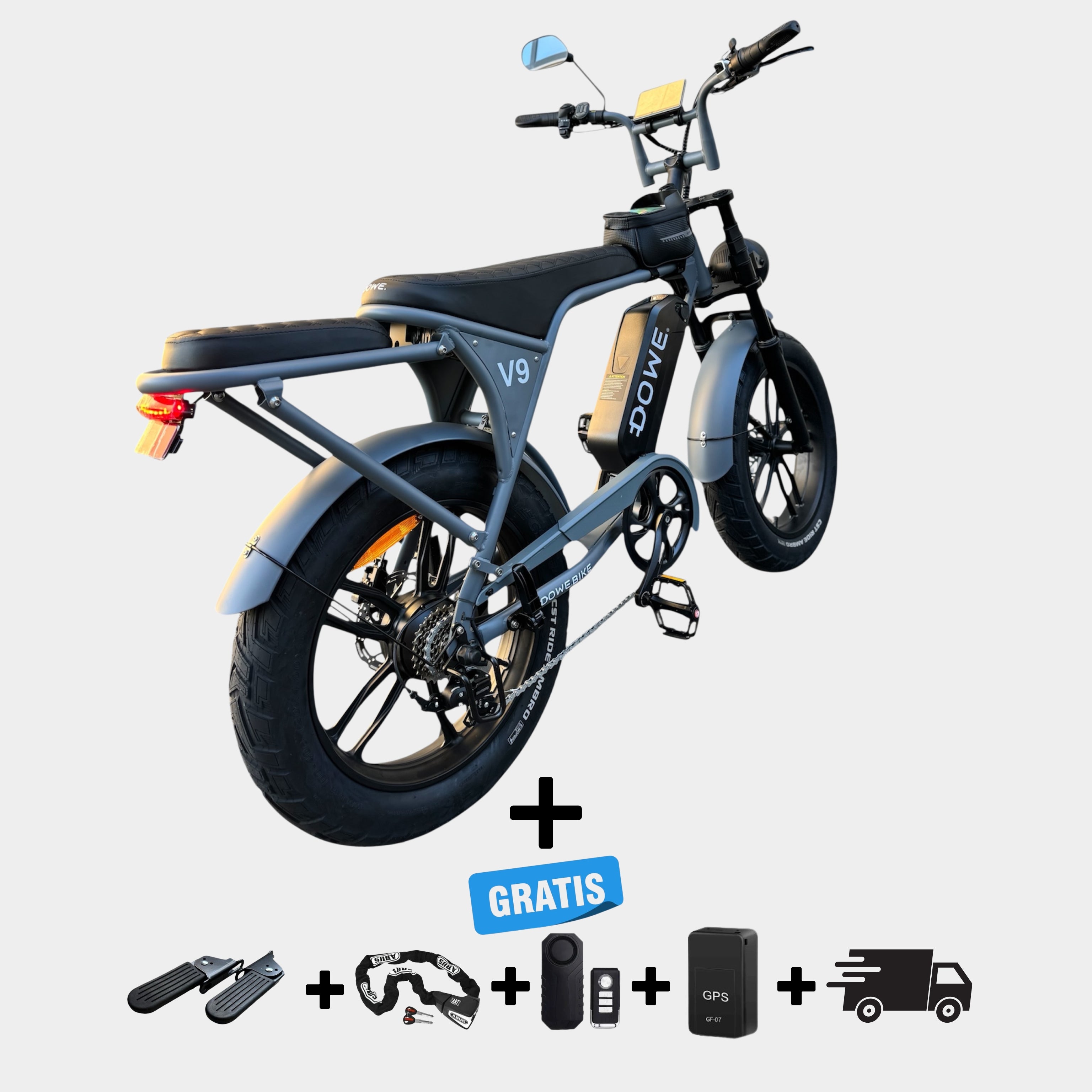 Elektrische fatbike 250W Dowe V9 voor stedelijk gebruik