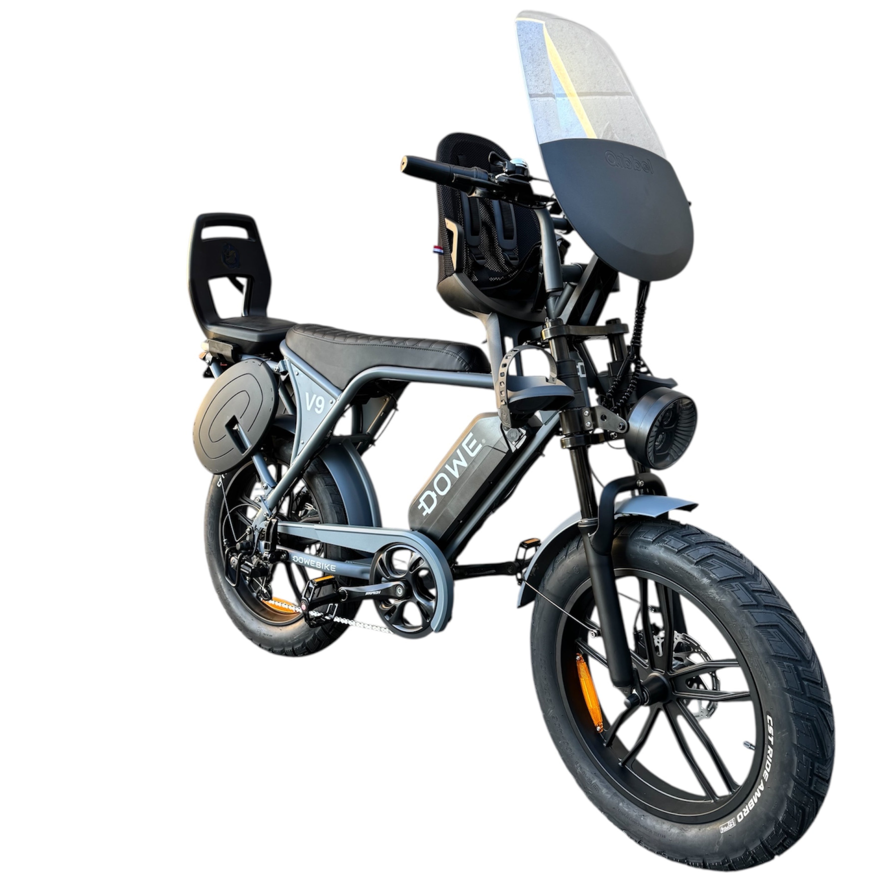 Elektrische Fatbike met Kinderzitjes - Grijs | Maximaal Uitgerust